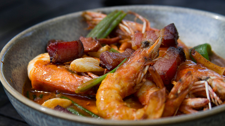 Shrimp and ham dish from Saltus River Grill