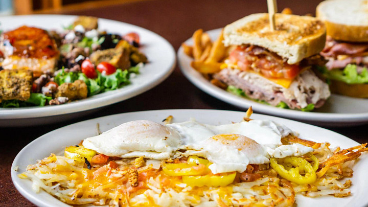 Cafe Strudel three plates of food