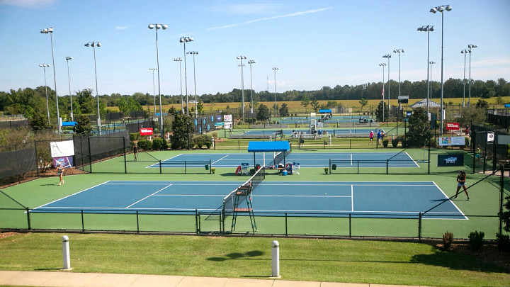 Series of tennis courts with players in Florence