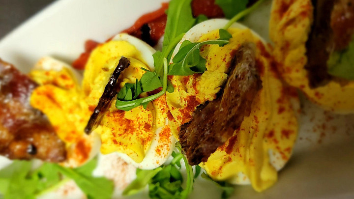 Spicy deviled eggs at the Feed Sack