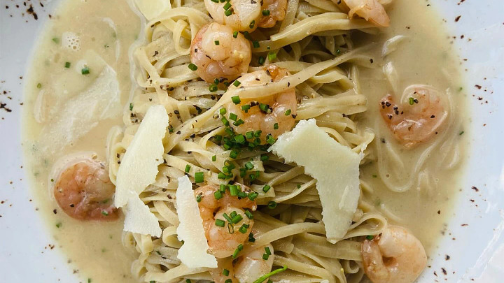 Cacio e Pepe w shrimp 