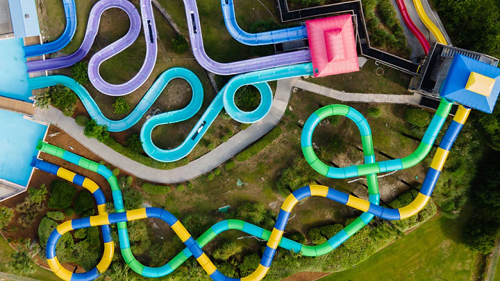 top down aerial view of Night Flight at Myrtle Waves